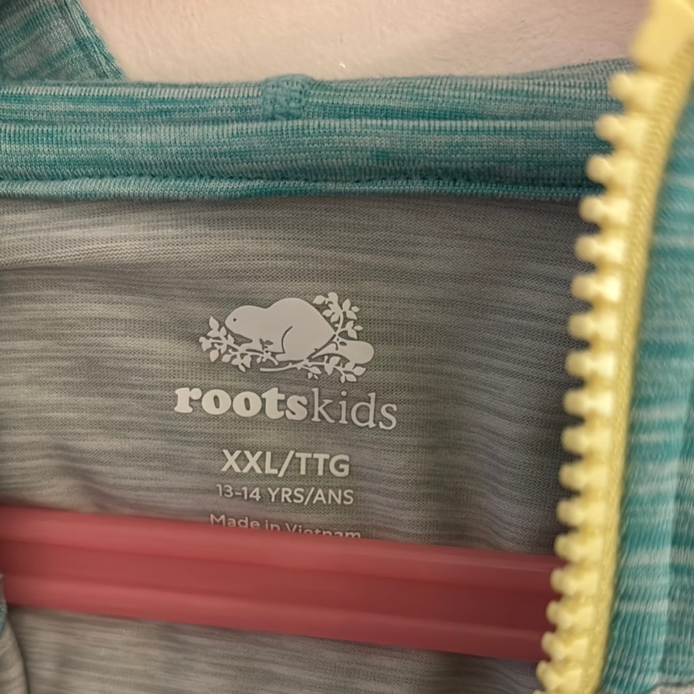 Roots Kids Hoodie - Teal and Gray - Picture 4 of 5